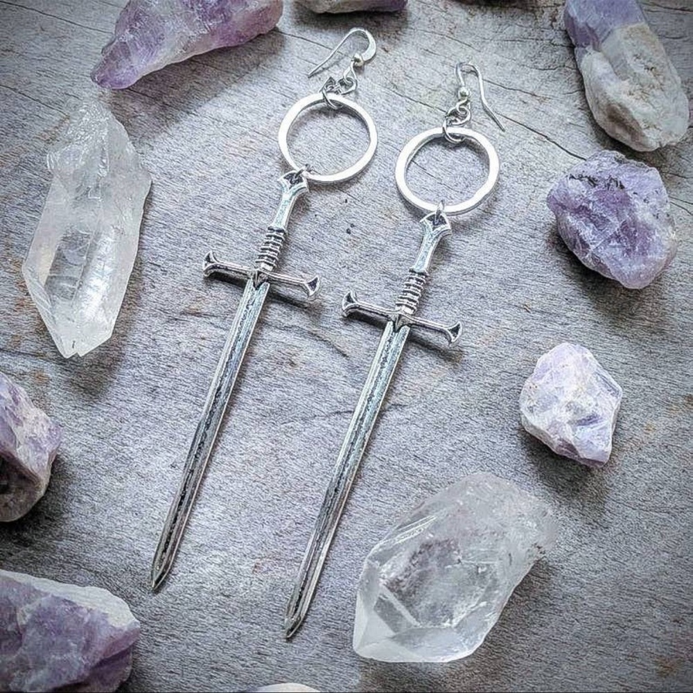 Telum sword earrings